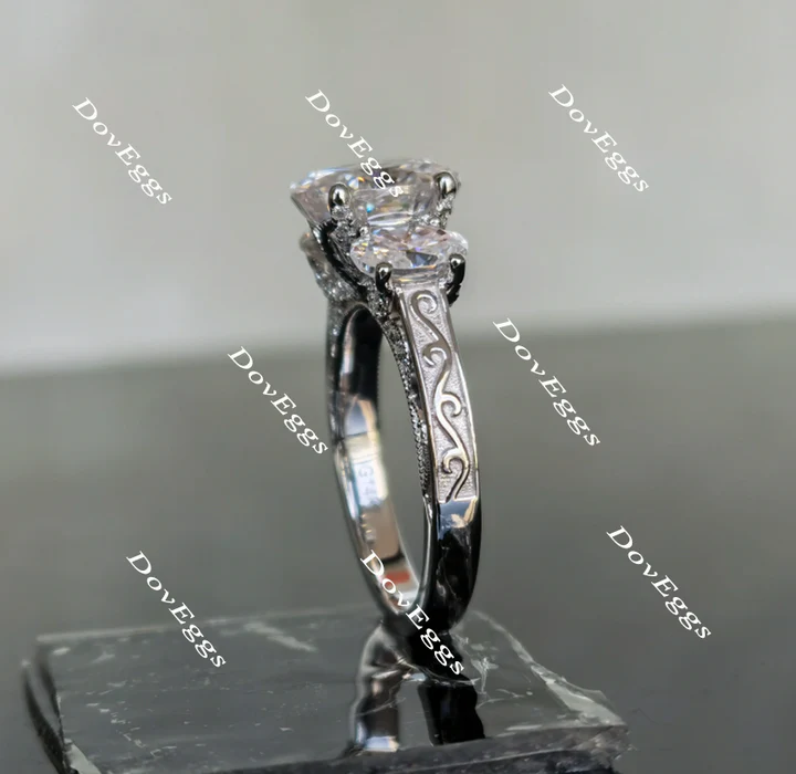 Doveggs three-stones vintage engagement ring semi-mount only(Exclusively to DovEggs Stones)