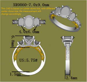 Doveggs three-stones vintage engagement ring semi-mount only(Exclusively to DovEggs Stones)