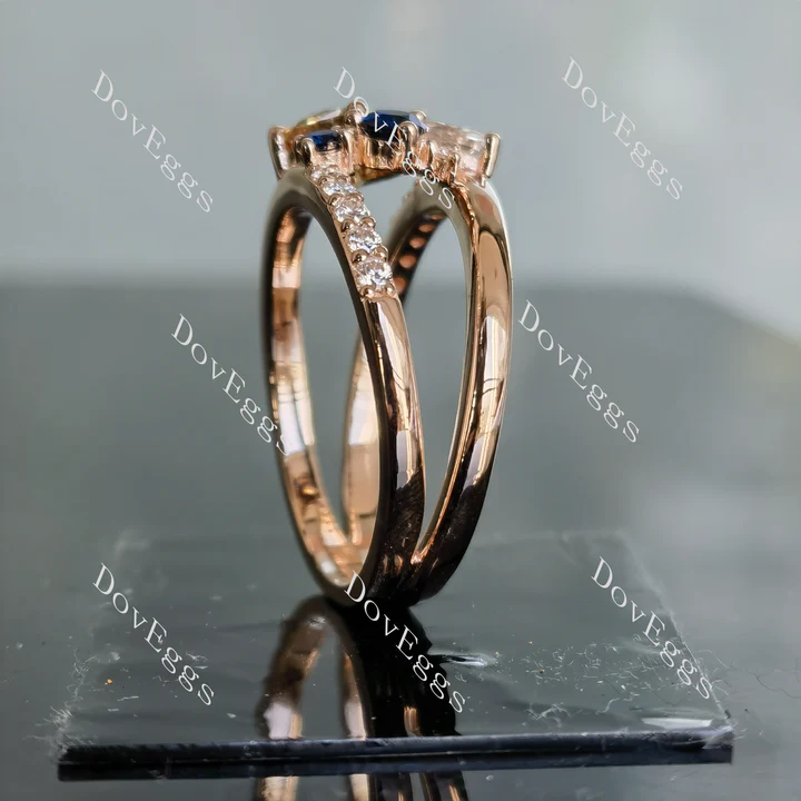 Amber side stones split shank engagement ring semi-mount only(Exclusively to DovEggs Stones)