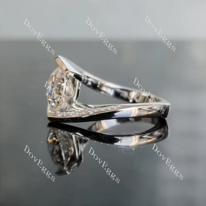 Doveggs curved pave engagement ring semi-mount only(Exclusively to DovEggs Stones)