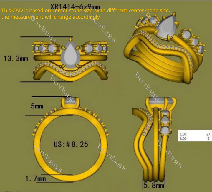 Ciella pave art deco engagement ring semi-mount only(Exclusively to DovEggs Stones)