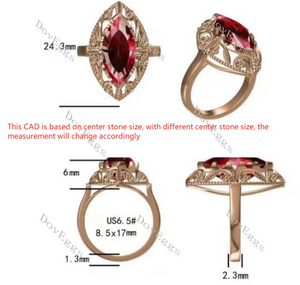 Cheryl Crews Gilliam Rose solitaire engagement ring semi-mount only(Exclusively to DovEggs Stones)