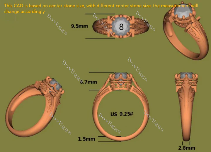 Doveggs vintage solitaire engagement ring semi-mount only(Exclusively to DovEggs Stones)