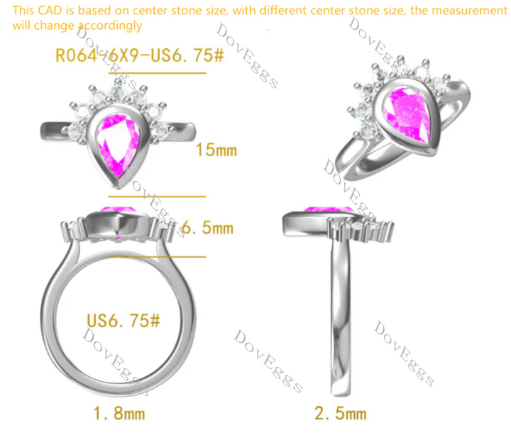 DoveEggs bezel art deco engagement ring semi-mount only(Exclusively to DovEggs Stones)