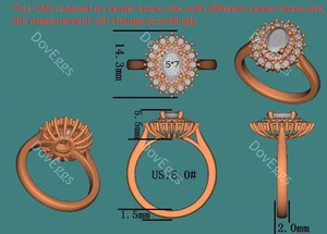 The Persephone flower shape halo engagement ring semi-mount only(Exclusively to DovEggs Stones)