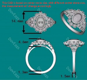 The Marisol flower shape vintage engagement ring semi-mount only(Exclusively to DovEggs Stones)