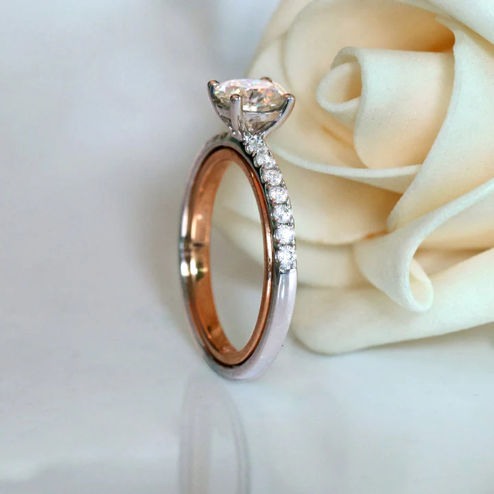 Doveggs half eternity pave engagement ring semi-mount only(Exclusively to DovEggs Stones)