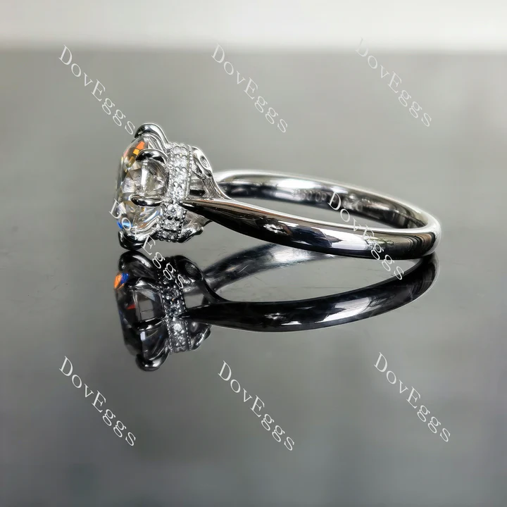 DovEggs hidden halo art deco engagement ring only semi-mount only(Exclusively to DovEggs Stones)