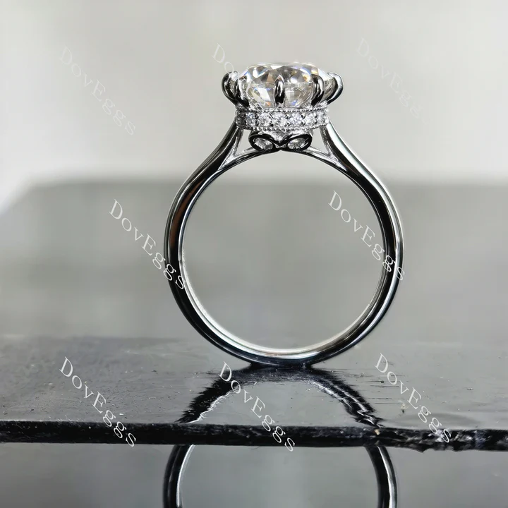 DovEggs hidden halo art deco engagement ring only semi-mount only(Exclusively to DovEggs Stones)