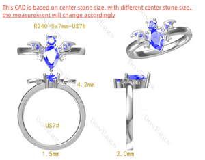 DovEggs bat art deco engagement ring only semi-mount only(Exclusively to DovEggs Stones)