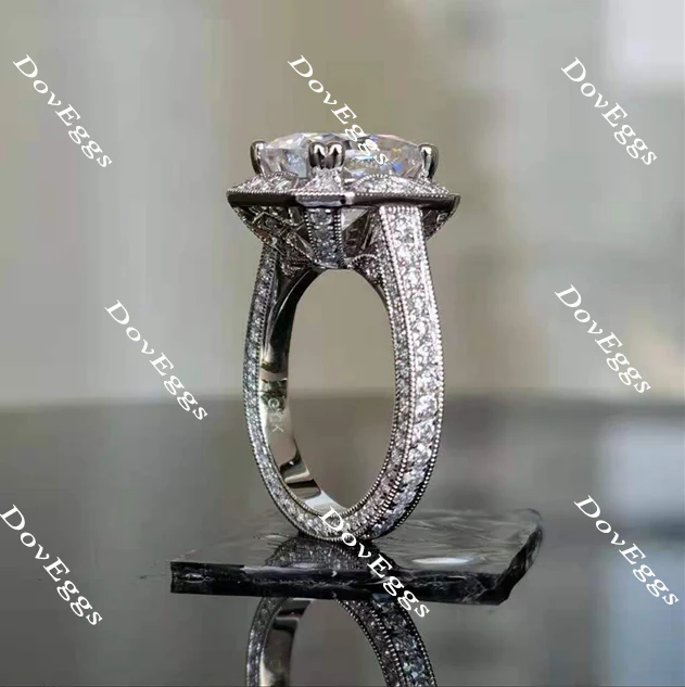 DovEggs halo pave vintage engagement ring only semi-mount only(Exclusively to DovEggs Stones)