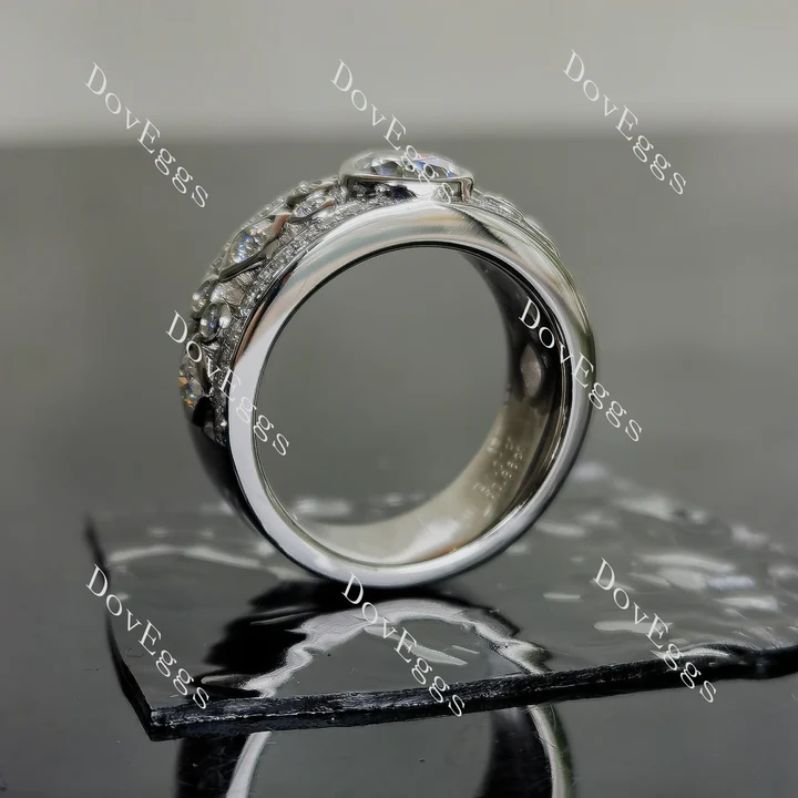 DovEggs bezel art deco vintage engagement ring only semi-mount only(Exclusively to DovEggs Stones)