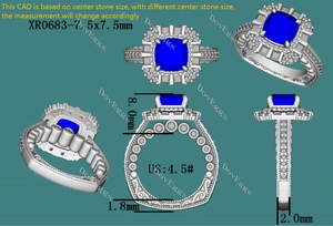 Gabriela halo art deco engagement ring only semi-mount only(Exclusively to DovEggs Stones)