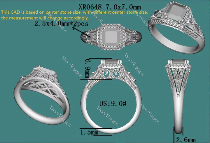 Doveggs split shank halo engagement ring only semi-mount only(Exclusively to DovEggs Stones)