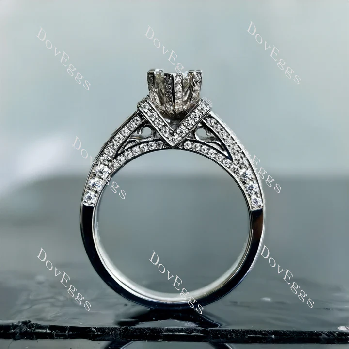 Doveggs channel set art deco engagement ring only semi-mount only(Exclusively to DovEggs Stones)