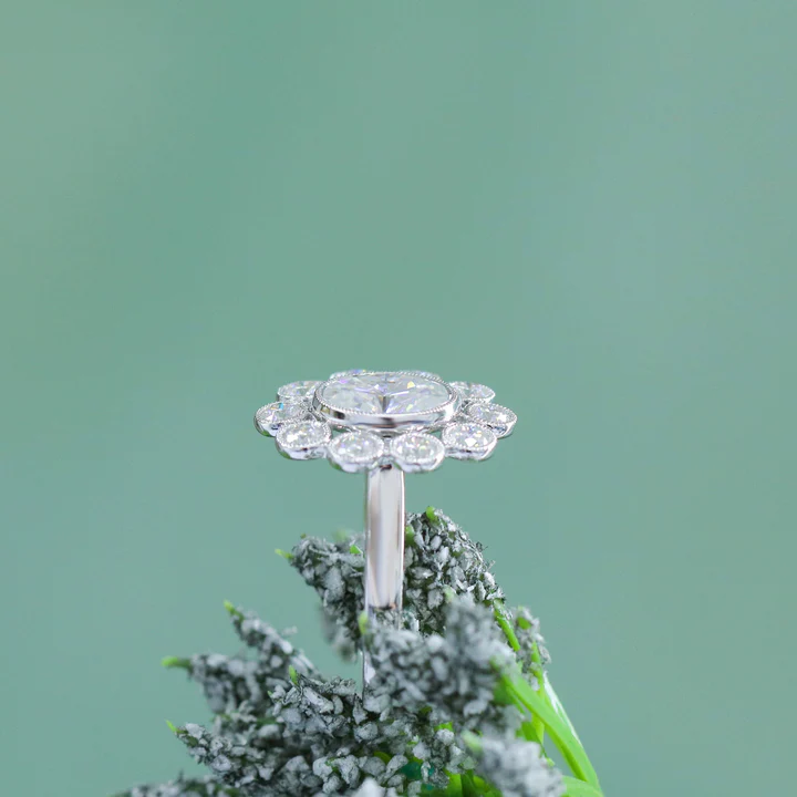 Doveggs flower shape vintage pave engagement ring only semi-mount only(Exclusively to DovEggs Stones)