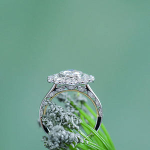 Doveggs flower shape vintage pave engagement ring only semi-mount only(Exclusively to DovEggs Stones)