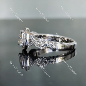 Doveggs halo vintage pave engagement ring only semi-mount only(Exclusively to DovEggs Stones)