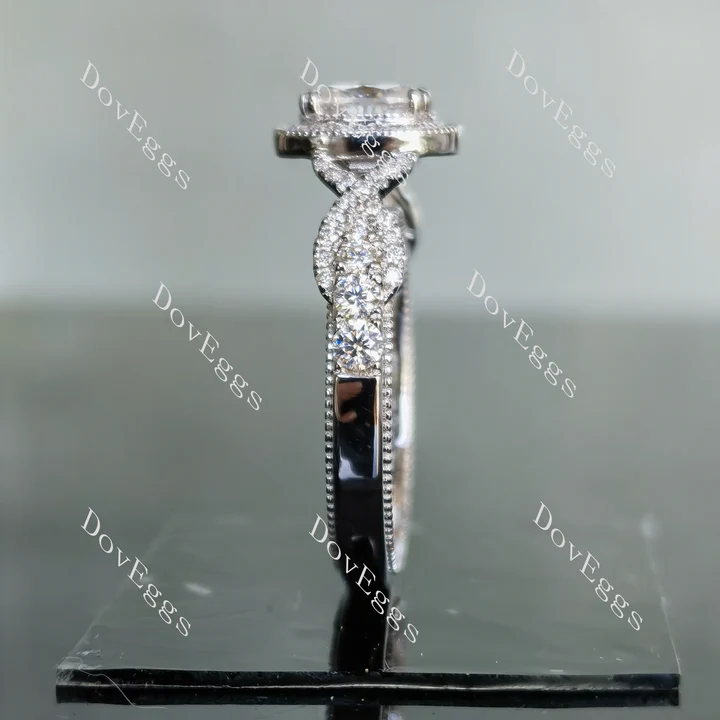 Doveggs halo vintage pave engagement ring only semi-mount only(Exclusively to DovEggs Stones)