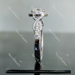 Doveggs halo vintage pave engagement ring only semi-mount only(Exclusively to DovEggs Stones)