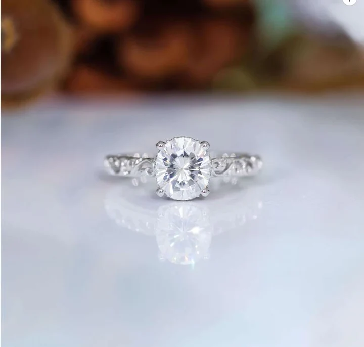 Doveggs hard engraved pave engagement ring only semi-mount only(Exclusively to DovEggs Stones)