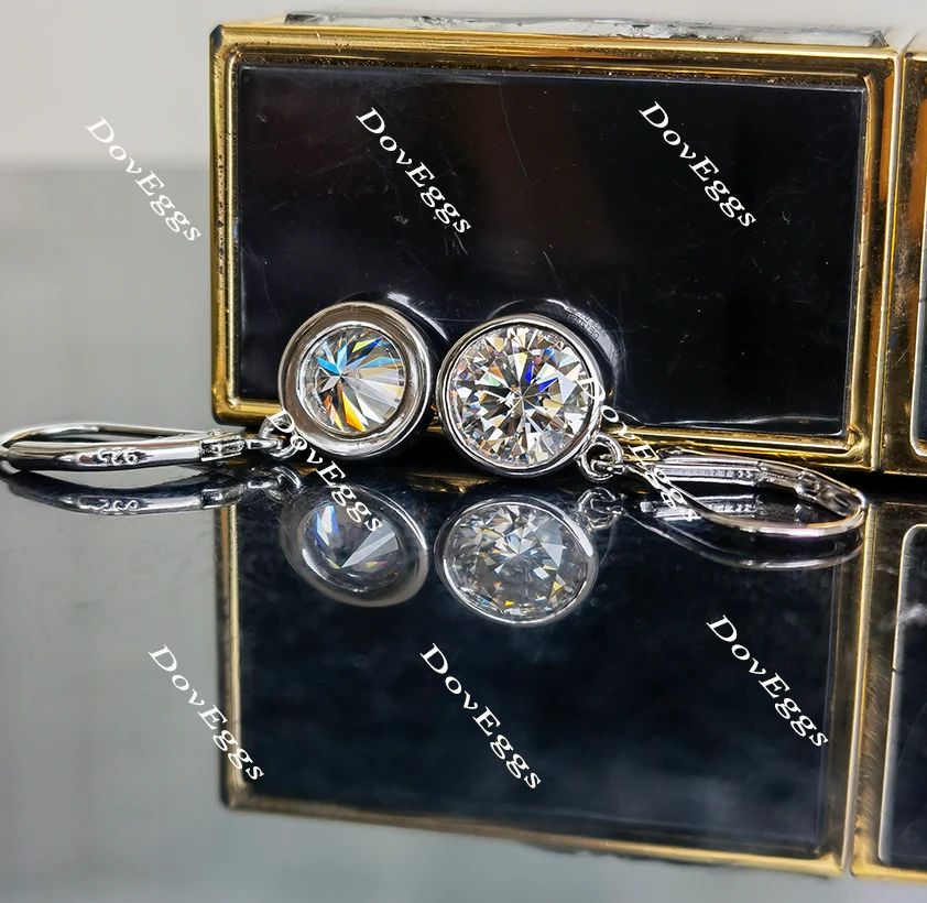 Doveggs bezel setting drop earrings for women semi-mount only(Exclusively to DovEggs Stones)