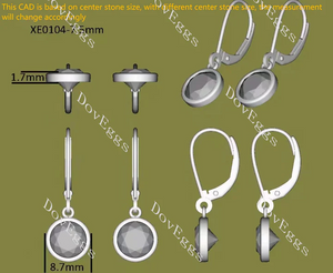 Doveggs bezel setting drop earrings for women semi-mount only(Exclusively to DovEggs Stones)