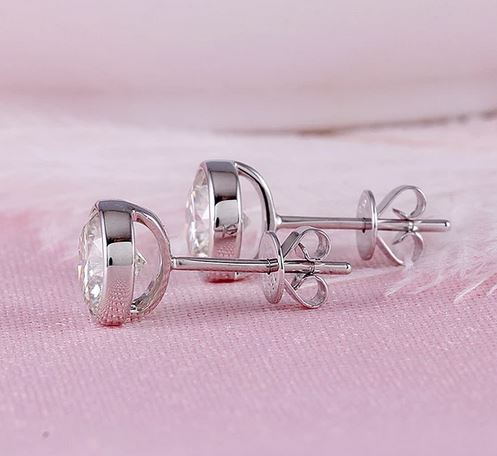 Doveggs bezel setting stud earrings for women semi-mount only(Exclusively to DovEggs Stones)