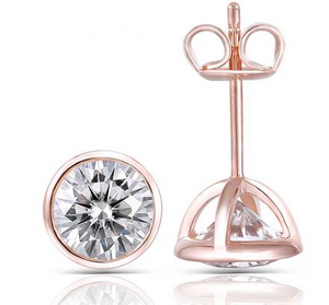 Doveggs bezel setting stud earrings for women semi-mount only(Exclusively to DovEggs Stones)