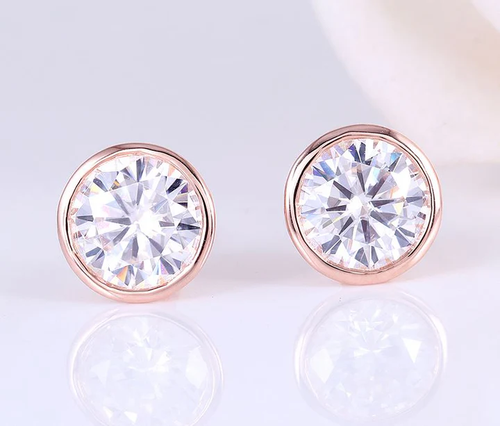 Doveggs bezel setting stud earrings for women semi-mount only(Exclusively to DovEggs Stones)