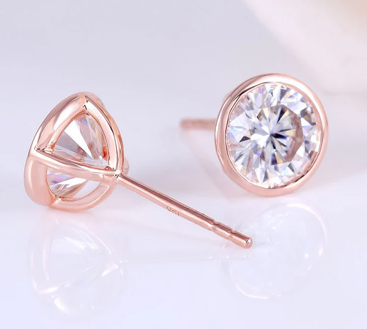 Doveggs bezel setting stud earrings for women semi-mount only(Exclusively to DovEggs Stones)