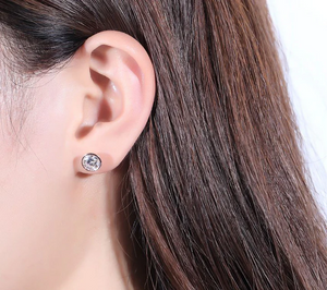 Doveggs bezel setting stud earrings for women semi-mount only(Exclusively to DovEggs Stones)