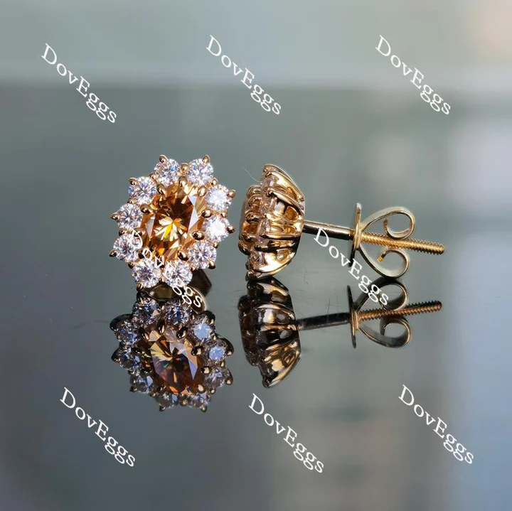 Doveggs art deco floral stud earrings only semi-mount (Exclusively to DovEggs Stones)