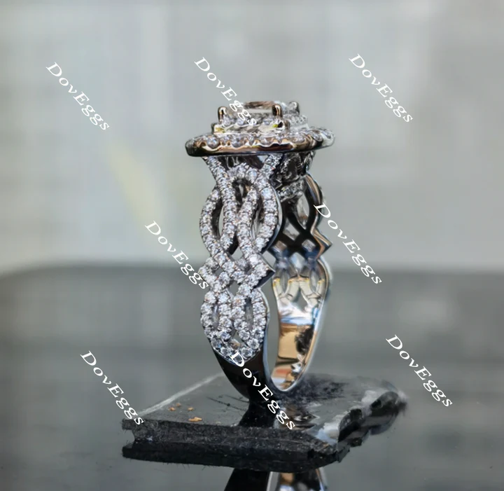 Doveggs halo pave engagement ring only semi-mount only(Exclusively to DovEggs Stones)