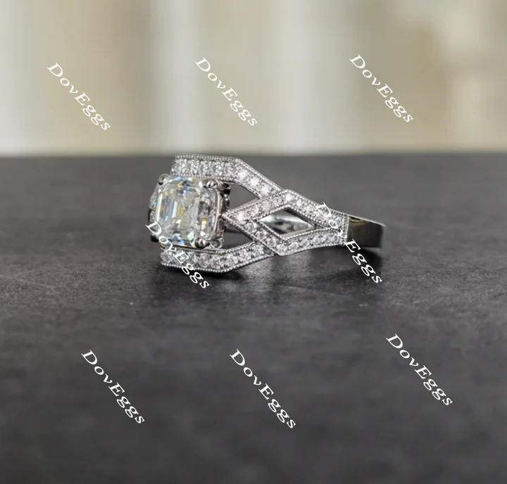 Doveggs art deco pave engagement ring only semi-mount only(Exclusively to DovEggs Stones)