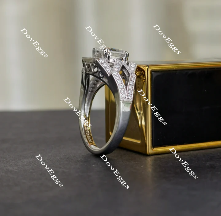 Doveggs art deco pave engagement ring only semi-mount only(Exclusively to DovEggs Stones)