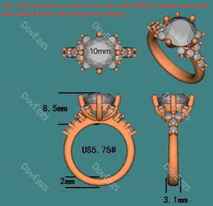 Doveggs side stones engagement ring only semi-mount only(Exclusively to DovEggs Stones)