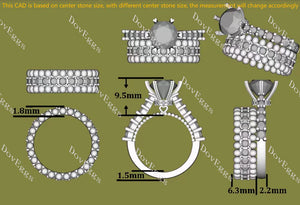 Doveggs half eternity pave engagement ring semi-mount only(Exclusively to DovEggs Stones)