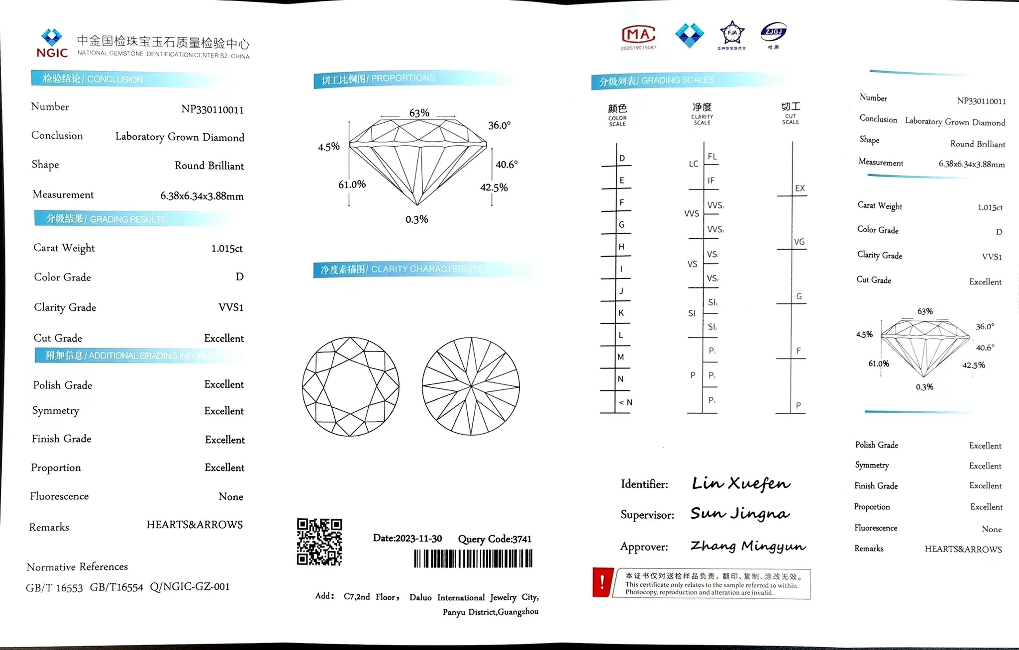 Doveggs 1.015ct round D color VVS1 Clarity Excellent cut lab diamond stone(certified)