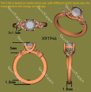 Doveggs side stones engagement ring semi-mount only(Exclusively to DovEggs Stones)