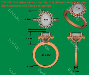 DovEggs flower shape half eternity pave engagement ring only semi-mount only(Exclusively to DovEggs Stones)
