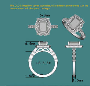 DovEggs art deco halo engagement ring only semi-mount only(Exclusively to DovEggs Stones)