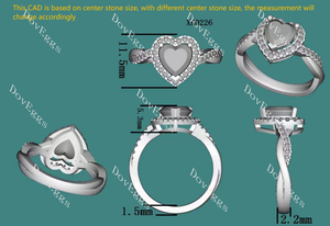 DovEggs halo heart moissanite ring curved moissanite ring/lab diamond ring