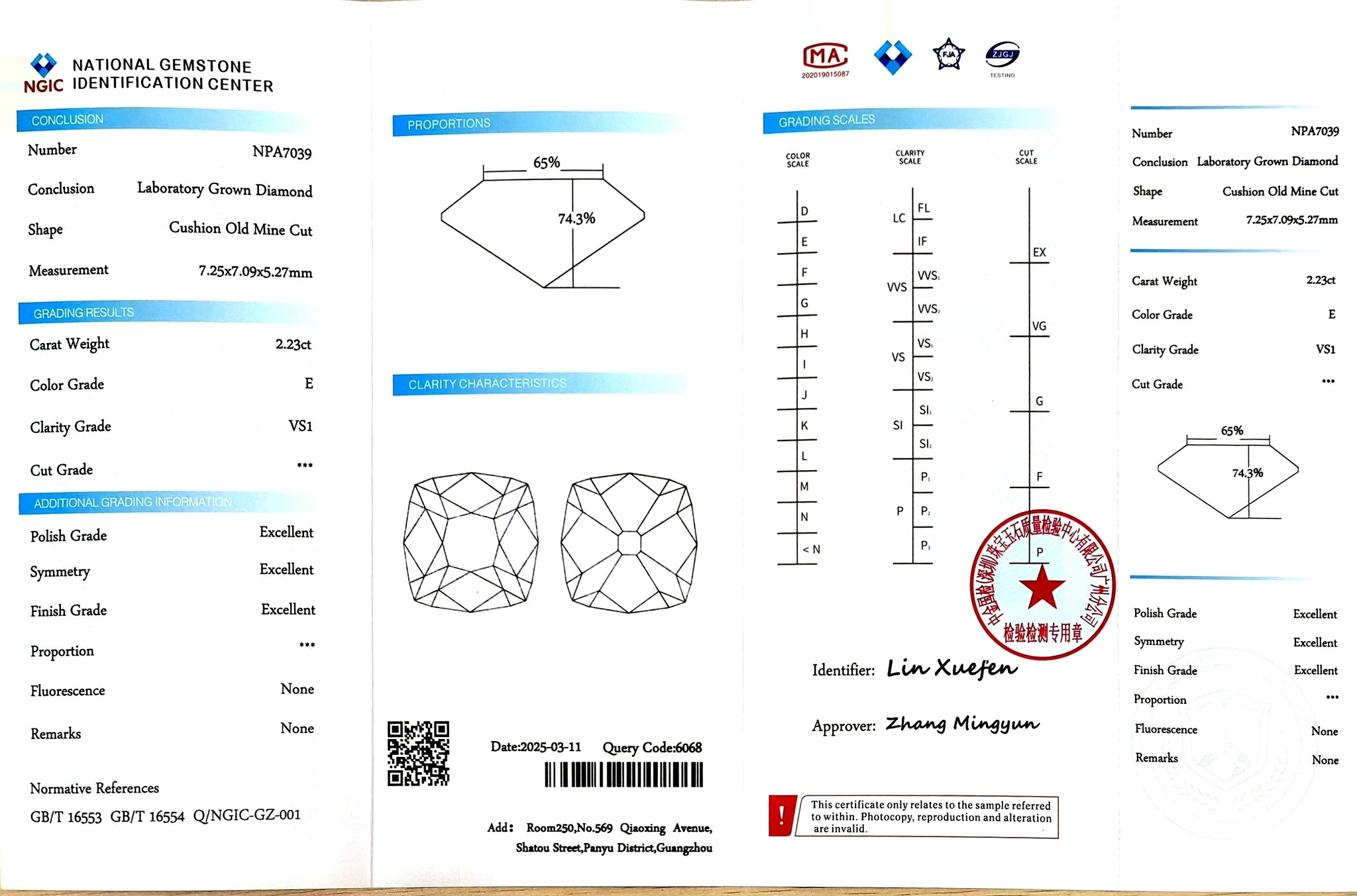 Doveggs 2.23ct Cushion Old Mine Cut E color VS1 Clarity Excellent cut lab diamond stone(certified)