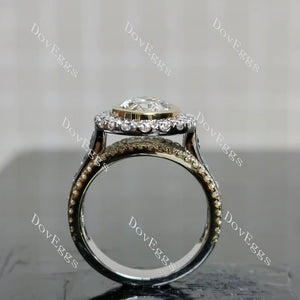 DovEggs oval halo bezel channel set tri pave bands engagement ring semi-mount only(Exclusively to DovEggs Stones)