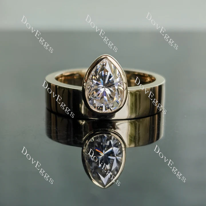 Doveggs bezel solitaire engagement ring semi-mount only(Exclusively to DovEggs Stones)