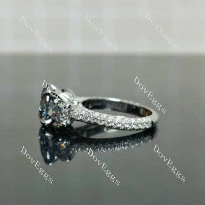 Doveggs three stones pave engagement ring semi-mount only(Exclusively to DovEggs Stones)