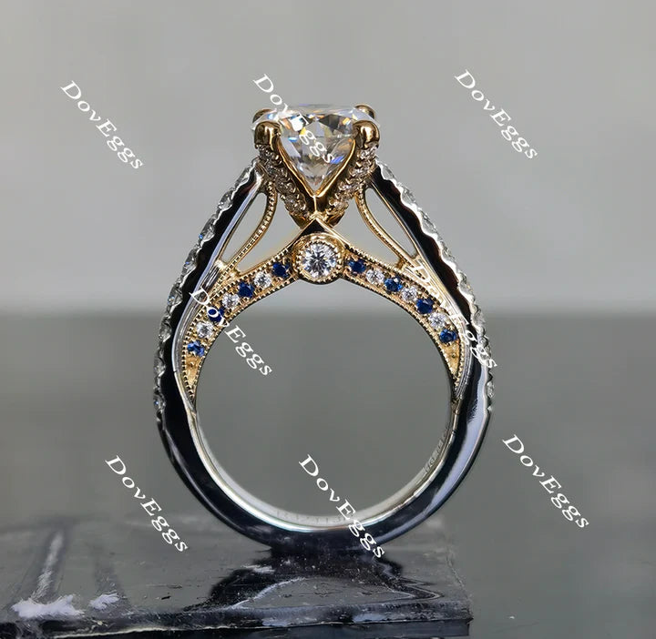 Doveggs half eternity pave engagement ring only semi-mount only(Exclusively to DovEggs Stones)