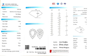 Doveggs 1.520ct pear D color VVS2 Clarity Excellent cut lab diamond stone(certified)