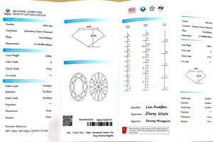 Doveggs 1.696ct oval E color VVS1 Clarity Excellent cut lab diamond stone(certified)